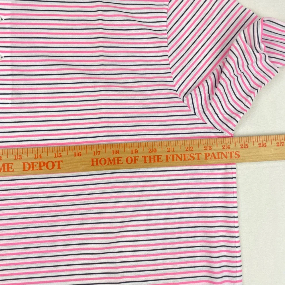 Ralph Lauren Pro Fit Mens XL Polo Shirt Pink Navy Blue Striped Short Sleeve NWOT